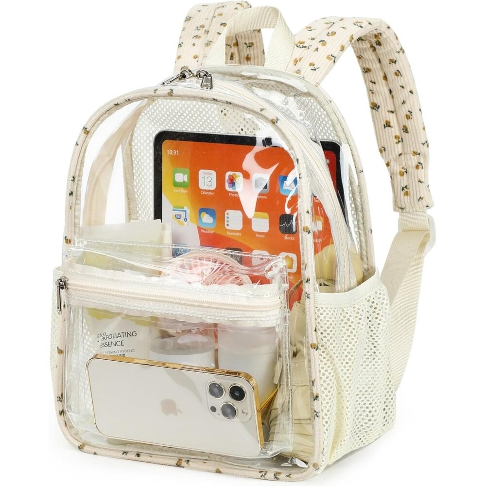 New Beautiful Clear Flowers Small Backpack for Girls, Women's (12x12x6)